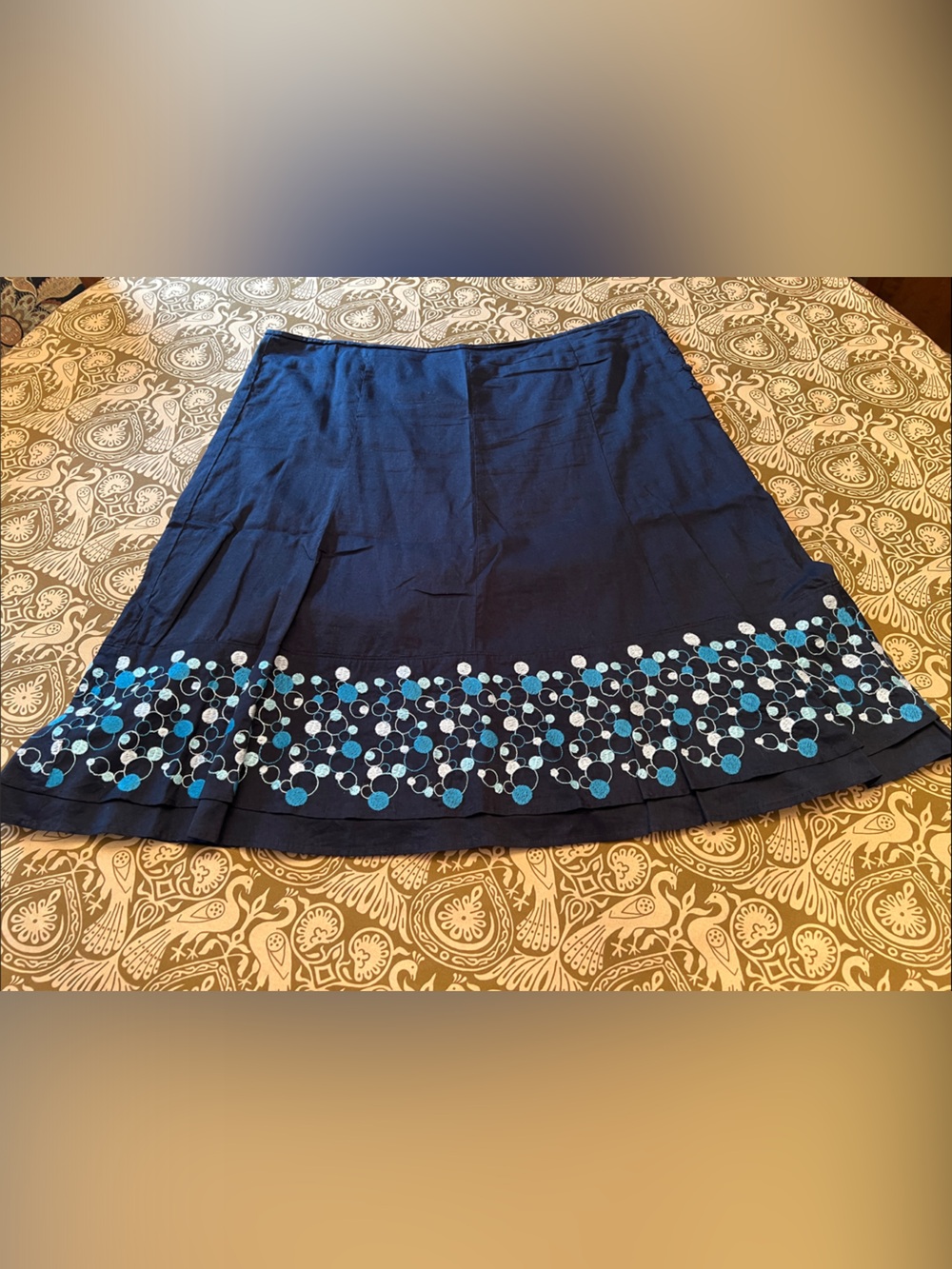 Ann Taylor Women’s Navy Embroidered A-Line Skirt